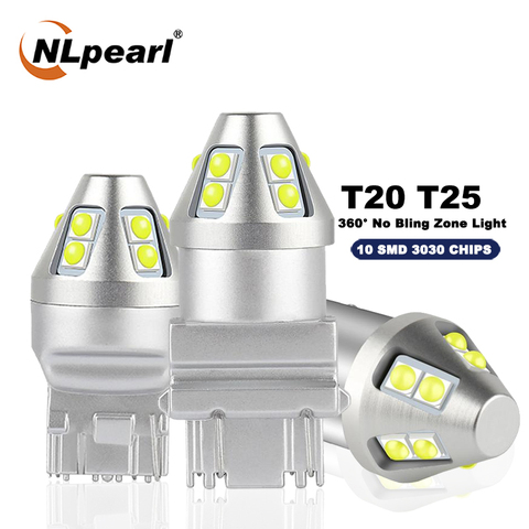 NLpearl 2x lámpara de señal T25 3156 P27W P27/7W 3157 Led 3030SMD 7443 Led Canbus T20 7440 W21W W21/5W intermitente trasero lámpara de freno ► Foto 1/6