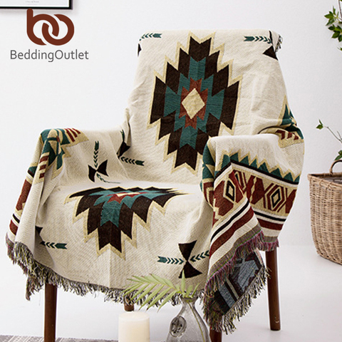 BeddingOutlet-Manta geométrica azteca, cubierta de sofá étnica, decoración Bohemia, tapiz colgante de pared ► Foto 1/5