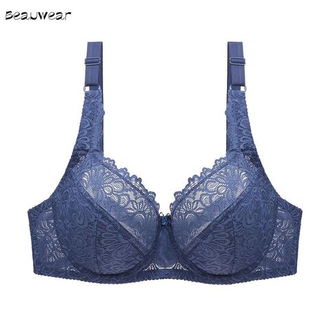 Beauwear-Sujetador de talla grande para mujer, lencería con bordado Floral de encaje, Bralette Sexy Con aros, ropa interior BH Top 34-44 C D DD E ► Foto 1/6