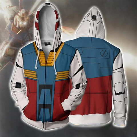 Gundam-Sudadera con capucha para hombre, con estampado 3D de estilo Cosplay, informal, con cremallera, a la moda, jersey de Halloween, sudadera de moda ► Foto 1/6