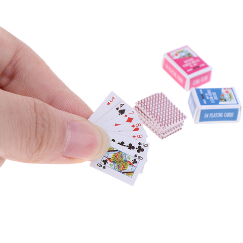 Mini cartas de póker en miniatura, accesorio para muñecas, decoración del hogar, 16X11mm, 1:12 ► Foto 1/6