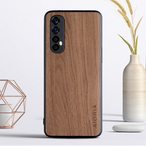 Funda de madera para OPPO Realme 7 Pro, 6 Pro, 6S, 5i, 6i, TPU, PC, funda de piel sintética de madera para OPPO Realme 5 Pro ► Foto 1/6