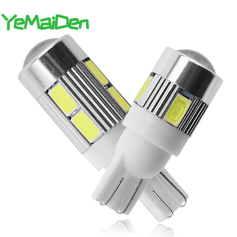 Bombilla LED T10 para coche, luz de señalización de 12V, 7000K, 5W5, W5W, 10 SMD, 6 SMD, 5630, lámpara de despacho lateral de cuña blanca superbrillante, 194, 168, Uds. ► Foto 1/6