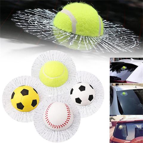 Estilo de coche de béisbol Fútbol Tenis estéreo vidrio roto 3D etiqueta coche balón de ventana golpea Auto adhesivo divertido pegatina pegatinas para coche ► Foto 1/6