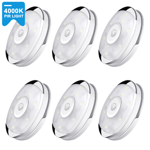 Lámpara LED de noche con sensor por movimiento PIR para armarios, luz de color blanco cálido para dormitorio, cocina, armario y escaleras ► Foto 1/6