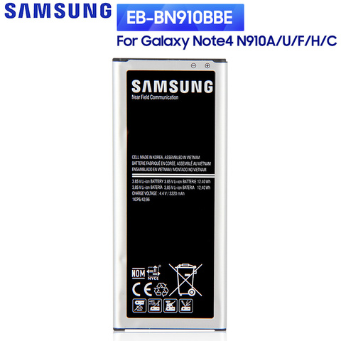 Original batería de reemplazo para Samsung GALAXY Nota 4 N910A N910C N910F N910H N910V N910U NOTE4 EB-BN910BBU EB-BN910BBE 3220mAh ► Foto 1/6