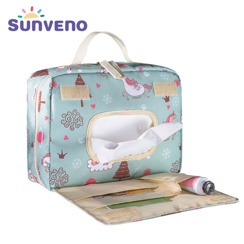 Sunveno, bolsas para pañales de bebé, bolsa de maternidad desechable reutilizable con impresiones a la moda, bolsa para pañales de secado húmedo con doble ASA, 21x17x7CM ► Foto 1/6