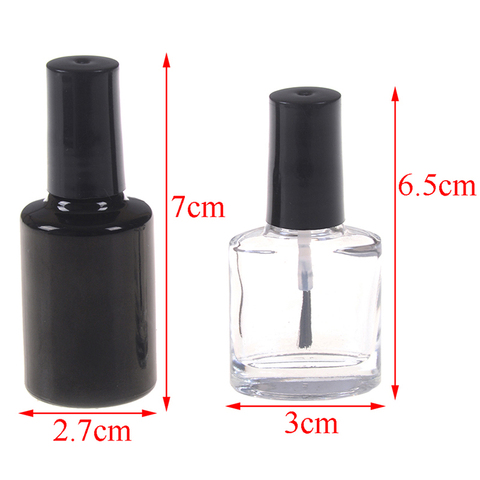 Envases vacíos para esmalte de uñas, de 10ML y 15ML, para cosméticos, de cristal negro transparente, con pincel para párpado de uñas, botellas de cristal con cepillo ► Foto 1/6