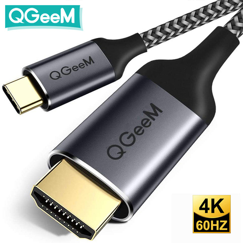 QGeeM USB tipo C a HDMI Cable 4 tipo K C HDMI Thunderbolt 3 Convertidor para MacBook Huawei Mate 30 USB-C HDMI adaptador USB tipo C a HDMI ► Foto 1/6
