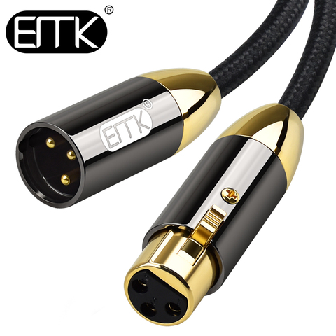 EMK-Micrófono de Audio XLR de 3 pines, Cable de Audio de plomo equilibrado, Conector estéreo macho a hembra de 3 pines para amplificador, mezclador, Ettector y ecualizador ► Foto 1/6