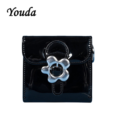 Youda-monedero de cuero brillante para mujer, Cartera de diseño de cuero brillante, Mini monederos de Estilo Vintage para mujer, Mini cartera para tarjetas ► Foto 1/6