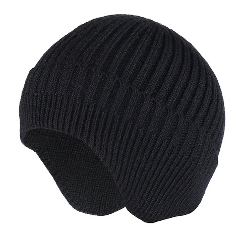 Gorros de lana con ala para hombre y mujer, gorro suave de lana con orejera de punto clásico, gorros cálidos con orejas ► Foto 1/6