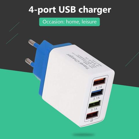 Cargador de pared de viaje 4 USB, cargador de teléfono de carga rápida 3A, cargador de Adaptador de enchufe de la UE, gran oferta ► Foto 1/6