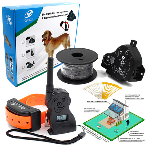 Valla eléctrica para perros, sistema de cercado con sonido de vibración y Control remoto para perros pequeños a grandes, collares de entrenamiento para perros ► Foto 1/6