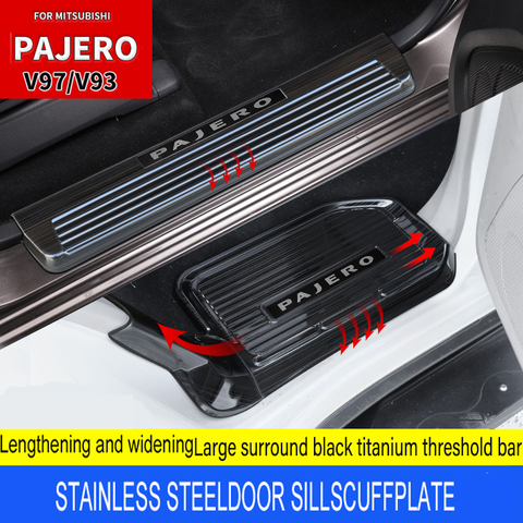 Para Mitsubishi Pajero V97 V93 V73 12-18 coche de acero inoxidable de umbral de puerta pedal desgaste placa de umbral accesorios del coche Interior ► Foto 1/6