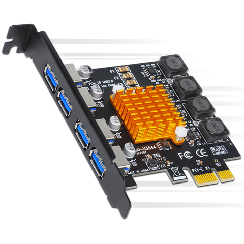 4 puertos USB 3,0 PCI Express tarjeta USB 3,0 PCI-e adaptador de tarjeta de expansión PCIE USB 3,0 controlador de HUB vía tarjetas USB3.0 PCIE Extender tarjeta ► Foto 1/6