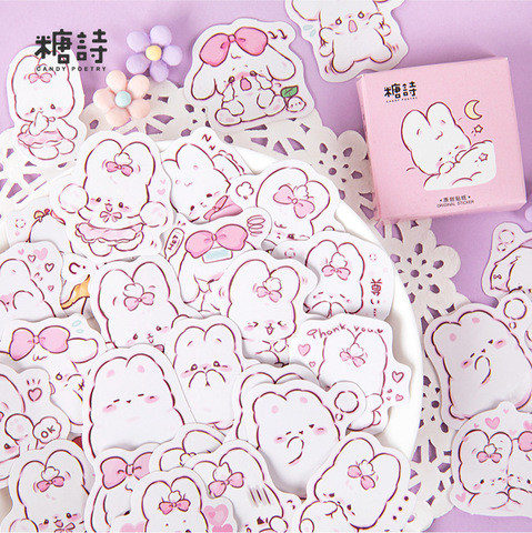 45 unids/pack lindo conejo diario Kawaii decoración pegatinas planificador Scrapbooking papelería japonesa diario pegatinas ► Foto 1/5