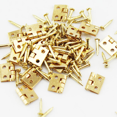 Mini Bisagras de metal de 8x10mm para puerta, accesorios decorativos dorados, caja de joyería de regalo de madera, 50 Uds. ► Foto 1/4