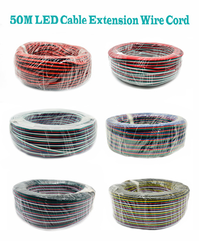 50M 2pin 3pin 4pin 5Pin 6pin 22 AWG de extensión de alambre eléctrico de Cable Led conector para 5050 de 3528 WS2812 RGBW RGB CCT luces LED Stirp ► Foto 1/6