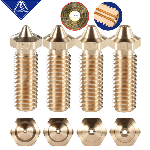 Mellow-boquilla de latón para impresora 3D boquilla extrusora de alargador de latón afilada de NF-V6 de 0,4 a 1,2mm para impresora 3D, filamento E3D Volcano Hotend, 1 Uds. ► Foto 1/6