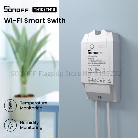 SONOFF-interruptor Wifi Itead TH10/TH16, con Sensor de temperatura, Monitor de humedad, interruptor remoto inalámbrico a través del Control e-welink ► Foto 1/6