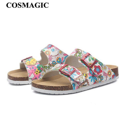 COSMAGIC 2022 nuevas zapatillas de corcho de playa de verano Casual doble hebilla antideslizante zuecos deslizantes mujeres slip on Flip Flop zapato ► Foto 1/6