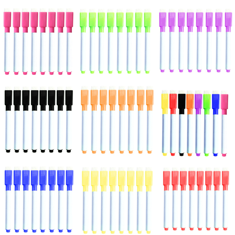 Rotuladores de pizarra blanca, lápiz borrador en seco con borrador, rotuladores magnéticos de color agua, 8 Uds. ► Foto 1/6