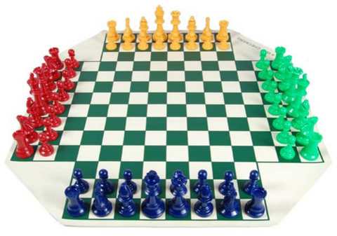 Juego de ajedrez de 4 vías para 4 jugadores, juego de mesa de ajedrez Medieval con tablero de ajedrez de 64 piezas, juego de ajedrez para familia de viaje de 97mm ► Foto 1/5
