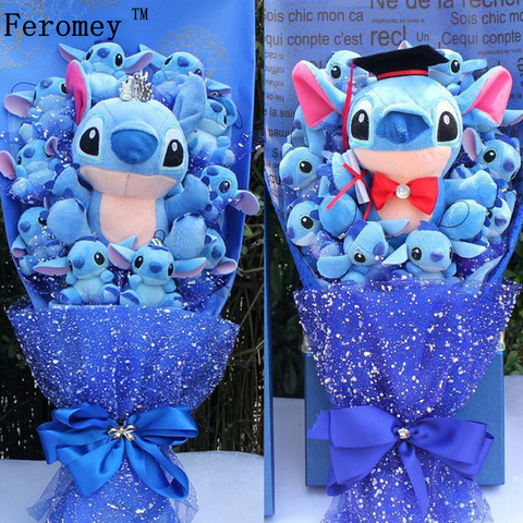 Envío Directo Stitch dibujos animados ramo de flores peluche Kawaii Stitch graduación Ramos felpa juguete San Valentín Birtdhay regalo sin caja ► Foto 1/6