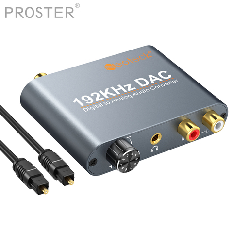 PROZOR-Adaptador convertidor de Audio Digital RCA 3,5mm, dac, Coaxial óptico Toslink a estéreo analógico, izquierdo/Derecho, 192kHz, Aluminio ► Foto 1/6