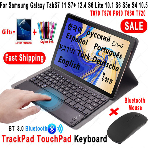 Funda con ratón y teclado táctil para Samsung Galaxy Tab S7 11 S7 + Plus 12,4 S6 Lite 10,1 S6 S5e S4 T870 T970 P610 T860 T720 ► Foto 1/6