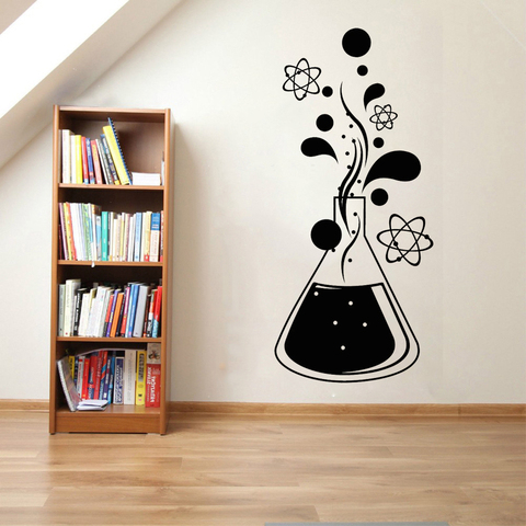 Pegatina de pared de química para niños, calcomanía educativa de ciencia para la escuela, botella de cápsula de átomo, decoración creativa para habitación ► Foto 1/4