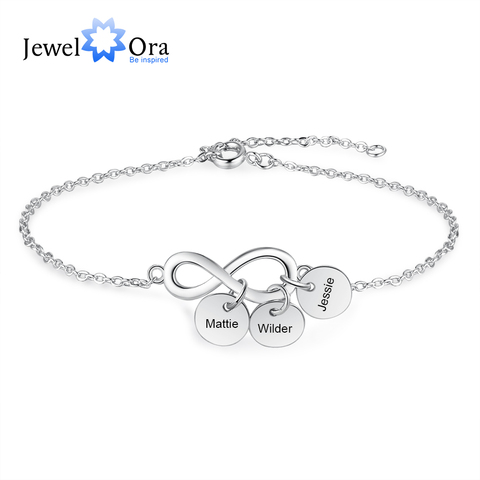 JewelOra-pulsera personalizada con etiqueta de nombre para mujer, brazalete con abalorio grabado personalizado, regalo de aniversario para madre ► Foto 1/1