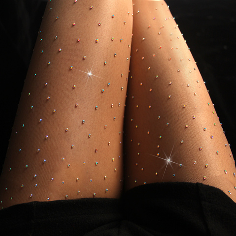 Medias con diamantes de imitación transpirables para mujer, pantis resistentes a roturas, lencería de talla grande, medias de araña 20D ► Foto 1/6