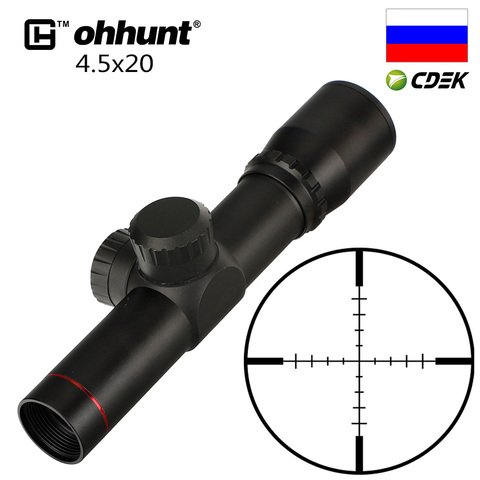 Ohhunt-mira de Rifle de caza compacta de 1 pulgada, visor óptico táctico P4, retícula grabada de vidrio, tapas de lente abatibles ► Foto 1/6