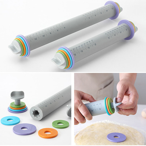 YOMDID no-stick Fondant de relieve Rolling Pin de silicona pastel ajustable rodillo hornear fideos para hornear herramientas ► Foto 1/6