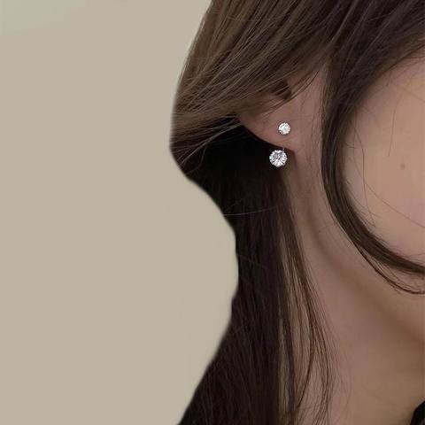 Pendientes de tuerca con circonita frontal y trasera para mujer, joyería coreana, pendientes sencillos, venta al por mayor, 2022 ► Foto 1/6