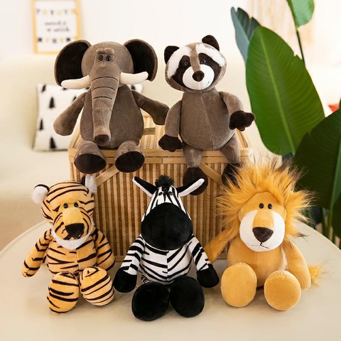 Super juguetes bonitos con relleno para niños, 25cm y 35cm, animales de la jungla para dormir, muñecos, elefante, perro, Tigre, zorro, León, jirafa, mapache, Mono ► Foto 1/6