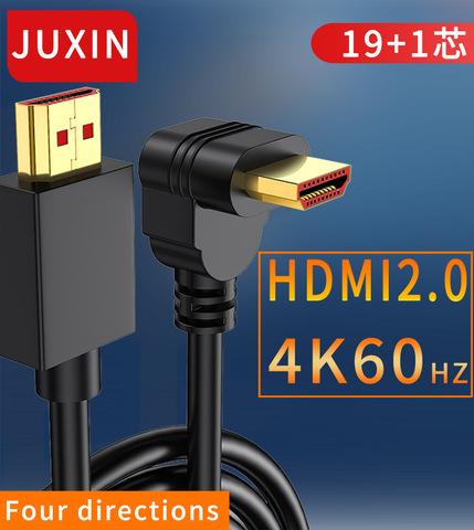 Cable HDMI 4K HDMI 2,0 Cable HDMI 90/270 adaptador de ángulo de grados para Apple TV PS4 divisor de Audio y Video de 90 grados Cable HDMI ► Foto 1/5