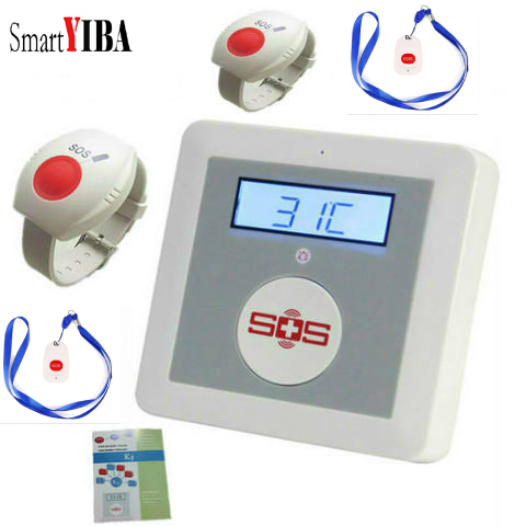 SmartYIBA inalámbrica GSM SMS superior ancianos salud Panel de sistema de alarma aplicación remota de Control de emergencia SOS cuello botón de pánico para muñeca ► Foto 1/5