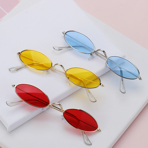 Okulary-gafas de sol ovaladas pequeñas para hombre y mujer, anteojos de sol unisex de diseño Retro, a la moda, con luz azul, 1 unidad ► Foto 1/6