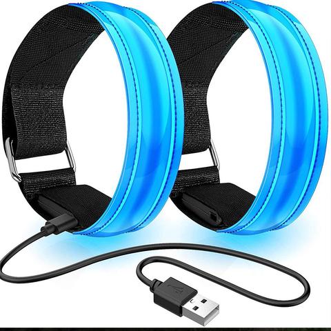 Brazalete para correr de noche luminoso LED con carga USB, pulsera reflectante nocturna, correa de seguridad para exteriores, deportivas luminosas ► Foto 1/1