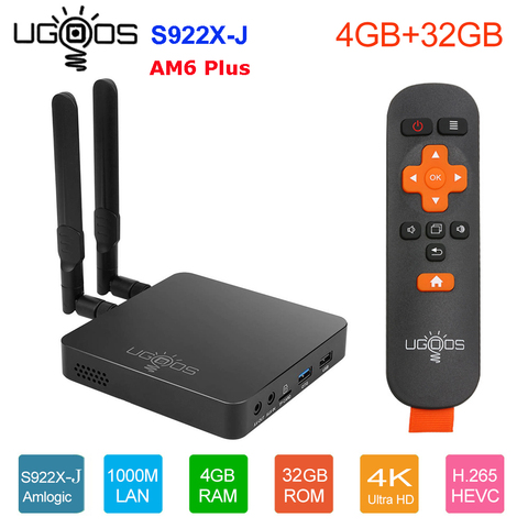 UGOOS AM6 Plus TV caja Amlogic S922X-J Smart Android 9,0 caja de TV DDR4 4GB 32GB 2,4G 5G WiFi 1000M BT OTT 4K TV BOX reproductor de medios ► Foto 1/6