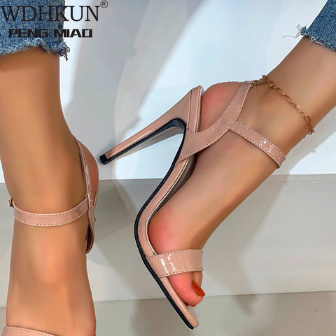 Sandalias de tacón alto para mujer, zapatos de plataforma con punta abierta, sexys, con correa de hebilla, Stiletto, para fiesta y boda, para verano ► Foto 1/6