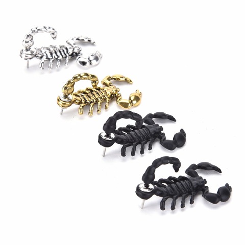 1 Uds Brincos joyería Punk Oro Negro Plata Color bizarro Animal escorpión pendientes de tachuela para mujer ► Foto 1/6