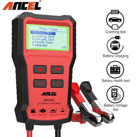 ANCEL-probador de batería de coche BST100, 12V, prueba de carga, OBD2, herramienta de diagnóstico de coche, 2000CCA, BCI, CCA, Analizador de batería, PK KW600 ► Foto 1/6