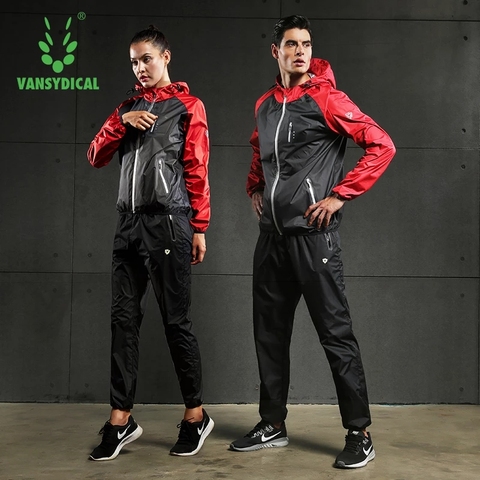 Vansydical hombres Sauna traje de Deportes Tops chaquetas de transpiración Fitness culturismo de ropa de la cremallera sudaderas de entrenamiento ► Foto 1/6