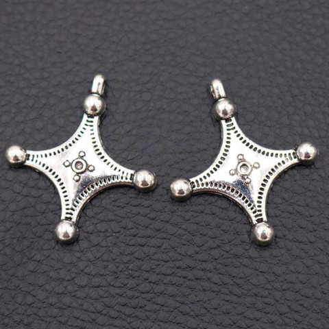 Pendientes de Cruz Retro chapados en plata, accesorios de Metal para pulsera, dijes artesanales para fabricación de joyas, 35x30mm, A1980, 10 Uds. ► Foto 1/3