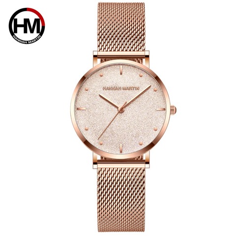 Relojes de marca superior de lujo de movimiento de cuarzo japonés, reloj de pulsera resistente al agua de plata Acero inoxidable blanco para mujer ► Foto 1/6