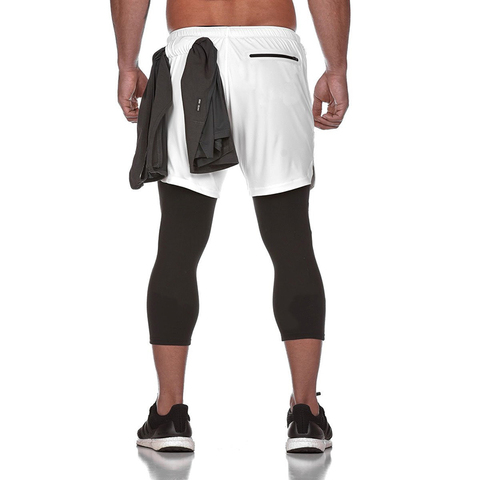 Pantalones cortos deportivos 2 en 1 para hombre, ropa deportiva de doble cubierta para correr al aire libre, entrenamiento, Fitness, 2 uds. ► Foto 1/6